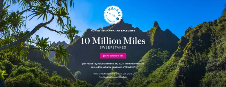 Hawaiian Airlines 10 Million Miles Sweepstakes
