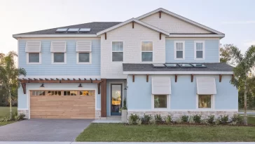 Exterior front view of the HGTV Smart Home 2026 in Apopka, Florida, featuring a modern resort-style design by Hartizen Homes.