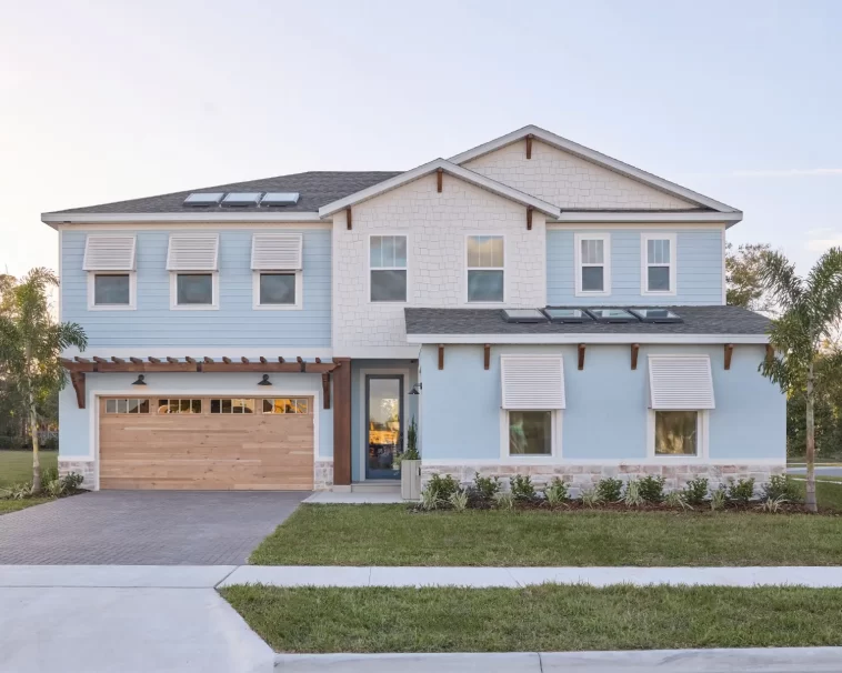 Exterior front view of the HGTV Smart Home 2026 in Apopka, Florida, featuring a modern resort-style design by Hartizen Homes.