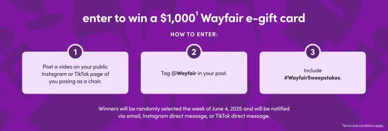 Wayfair Chair-ades Challenge Sweepstakes